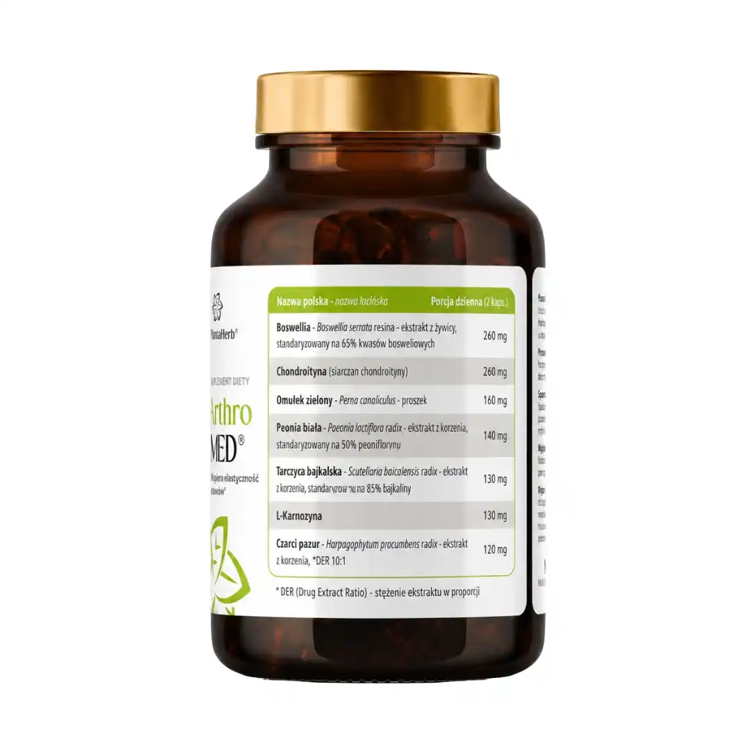 Tył opakowania ArthroMED PlantaHerb – etykieta ze składem, dawkowaniem i danymi producenta
